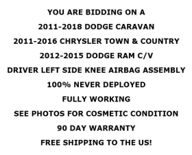 5057771af Dodge 2011-2018 Caravan Chrysler Town And Country Driver Left Side Knee Air Bag #2