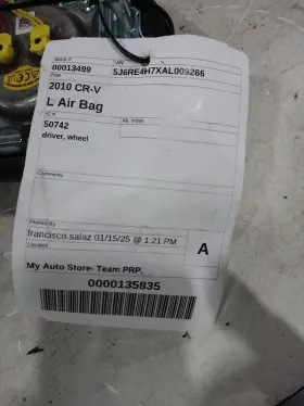 77810swaa70za Honda Used Steering Wheel Air Bag Fits 2010 Cr-v Driver Grade A