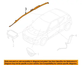 253-11564 Hyundai 2019-2020 Veloster Lh Driver Roof Curtain Airbag Air Bag Oem #3