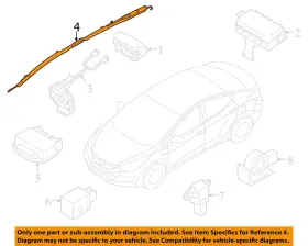 253-67379 Hyundai 2013-2015 Elantra Rh Passenger Roof Curtain Airbag Oem #3