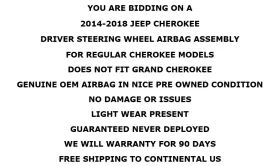 6gf72dx9ab Jeep 2014-2018 Cherokee Driver Steering Wheel Air Bag Assembly Black Oem Nice #2