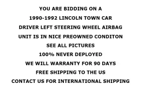 F0vy54043b13c Lincoln 1990-1992 Town Car Driver Left Steering Wheel Air Bag Maroon Red Oem #2