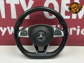 0008603100 Mercedes-benz 2015-2019 C Cls Cla Gla Glc Slc Sport Steering Wheel With Airbag Black Oe