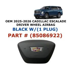 Oem Cadillac Part 85086922 2025-2026 Escalade Esv Driver Wheel Airbag With 1 Plug Black