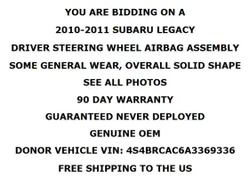 98211aj01bvh Subaru Legacy Driver Left Steering Wheel Air Bag Assembly Black Oem With Warranty #2