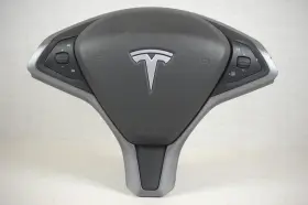 Pa2506 Tesla 2016-2021 Model X Driver Wheel Airbag Oem Black Leather #2