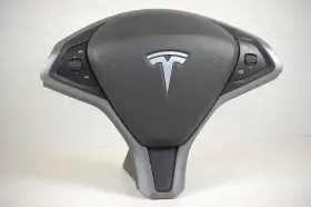 Pa2506 Tesla 2016-2021 Model X Driver Wheel Airbag Oem Black Leather #3