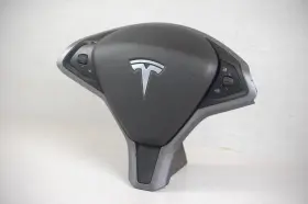 Pa2506 Tesla 2016-2021 Model X Driver Wheel Airbag Oem Black Leather