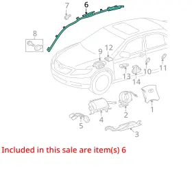 621800t011 Toyota 2013-2016 Venza Lh Driver Roof Curtain Airbag Air Bag Oem #3