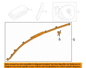 253-67894 Volkswagen 2015-2019 Golf Rh Passenger Roof Curtain Airbag Oem #3