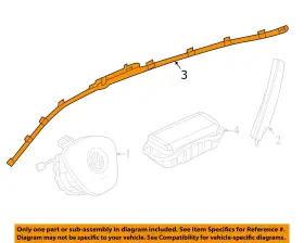 3cn880741e Volkswagen 2018-2024 Atlas Lh Driver Roof Curtain Airbag Oem #3