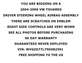 3d0880203a2k7 Vw 2004-2006 Touareg Driver Left Steering Wheel Air Bag Black Oem With Warranty #2