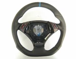 07-10 Bmw E60 E61 Nappa Leather Ergonomic Inlays Flat Bottom Thick Blue Stripe. Fixed Price $289.00.