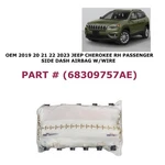 2019 21 22 2023 Jeep Cherokee Right Passenger Dash Airbag W/wire 68309757AE. Fixed Price $65.00.