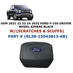 2021 22 23 24 2025 Ford F-150 Driver Wheel Airbag Black RL3B-15043B13-AB. Fixed Price $250.00.